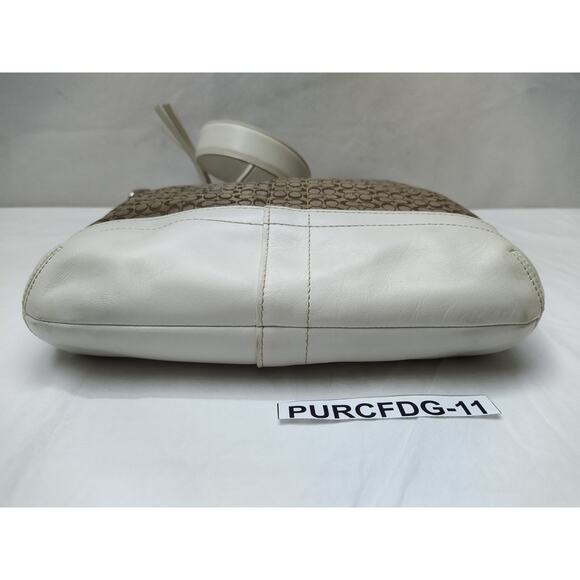 Coach Signature Brown Canvas Leather Trim Crossbody Shoulder Bag - Picture 8 of 16